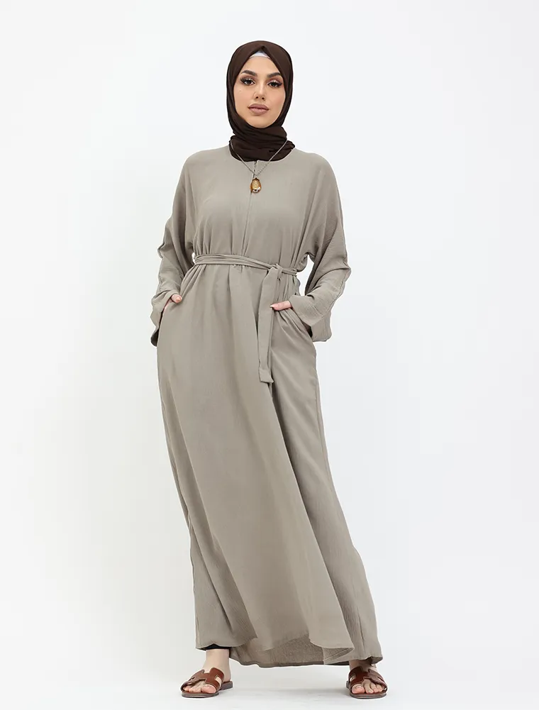 Stone Linen Feel Basic Abaya
